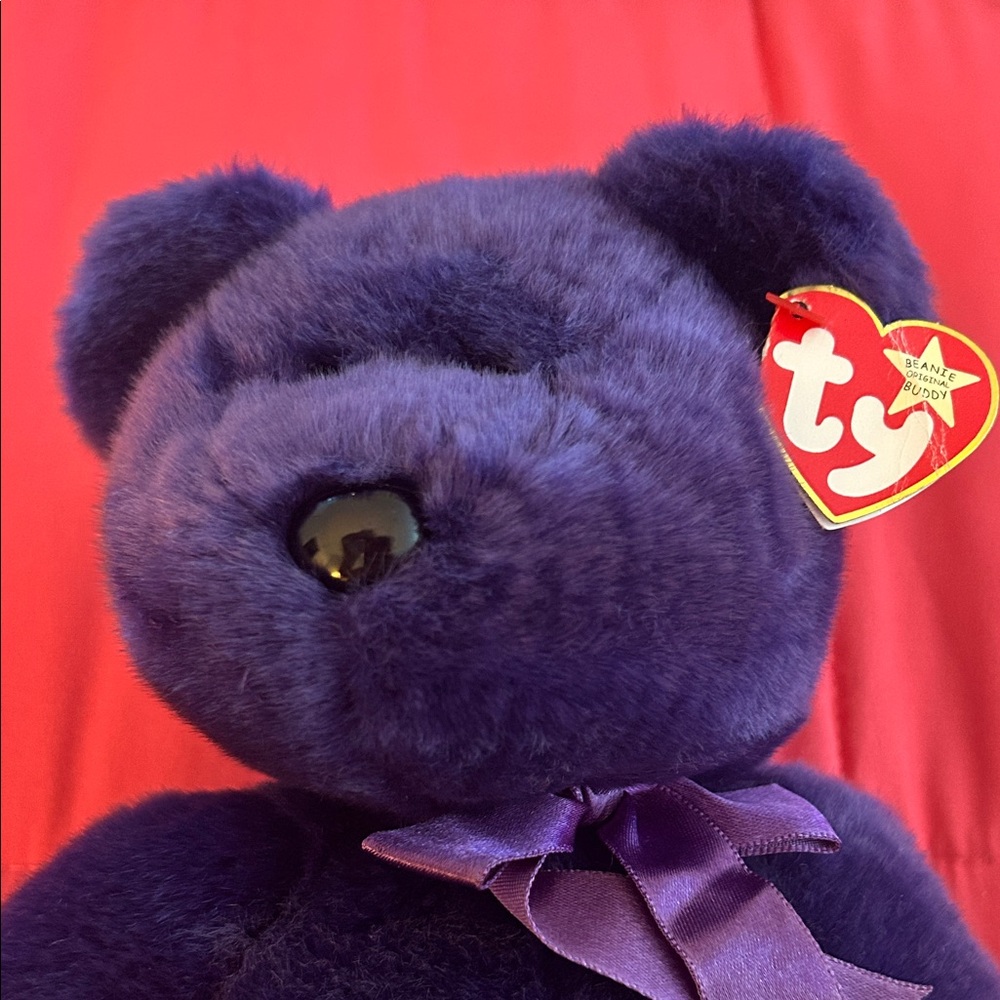 Ty Beanie Baby Princess Diana Deep Purple Plush Bear with Ribbon - Picture 3 of 6